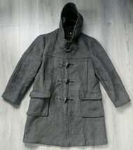 Gloverall Tartaneer Grey Wool Blend Heavyweight Hooded Toggle Coat Size ... - $112.77