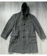 Gloverall Tartaneer Grey Wool Blend Heavyweight Hooded Toggle Coat Size ... - $156.15 CAD
