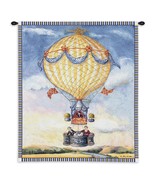 34x27 HOT AIR BALLOON Flower Field Floral French Tapestry Wall Hanging - €58,89 EUR