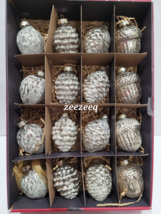 Christmas Martha Stewart Silver Mercury Glass Ornaments Set Pinecone Acorn - £43.62 GBP