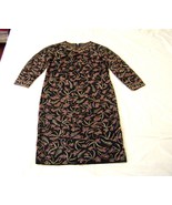 Vintage Black Silk  Hand Beaded Gold Silver Pink Floral  Dress Exquisite - £75.28 GBP