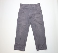 Vintage Cabelas Mens 38x32 Distressed Wide Leg Canvas Cargo Pants Gray Cotton - £40.66 GBP