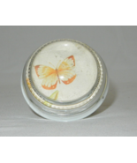 Glass Dome Paperweight, Pink Butterfly, Changeable, Vintage Desk Magnifier - $14.65