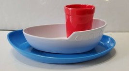Kids Funtastic Plastic Rock the Boat Fred and Friends Tugboat Food Plate Cup Set - £16.31 GBP