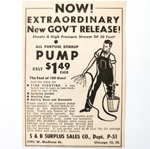 1947 S&amp;B Surplus Pressure Washer Advertisement Vintage Outdoor Supply E8H - $27.17 CAD