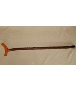 Vintage two tone wooden cane walking stick high veneer natural bark texture - £35.31 GBP