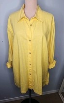 Vintage Harve Benard 2X Tunic Top Linen Yellow Collared Button Up Shirt  - $19.70