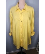 Vintage Harve Benard 2X Tunic Top Linen Yellow Collared Button Up Shirt  - $19.70