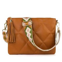 Blaire Quilted Crossbody Bag Purse Brown Boho Desert Strap - $48.51