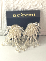Vintage Ac&#39;Cent 1980s Pearl Cluster Glass Bead Cluster Dangle CLIP EARRINGS - $15.98