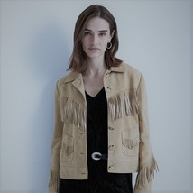 Lauren Ralph Lauren Fringe Trim RL Western Suede Leather Jacket Sz 14 $695 - £350.90 GBP
