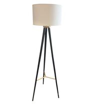 Mid Century Modern Tripod Floor Lamp Black Brass 61" Tall w Shade MCM image 2