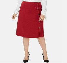 NY Collection Womens Plus 1X Rhubarb Button Side Skirt NWT AU80 - $26.45