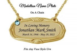 Gold Medallion Urn Name Plate - Birth &amp; Passing Stone Option - £31.20 GBP