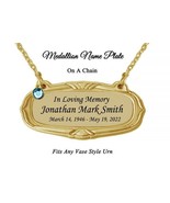 Gold Medallion Urn Name Plate - Birth &amp; Passing Stone Option - $54.63 CAD