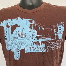 Fyasko LTD Men&#39;s Small T-Shirt Double Sided Graphic Short Sleeve Brown Blue - £9.96 GBP