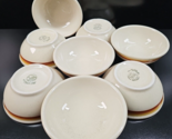 8 Syracuse China Yellow Brown Band Dessert Bowls Set Vintage Restaurant ... - $69.17