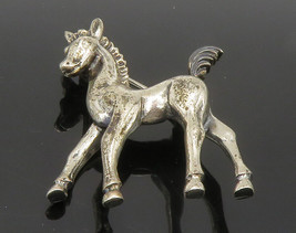 BEAU 925 Sterling Silver - Vintage Shiny Sculpted Horse Brooch Pin - BP5870 - £38.56 GBP