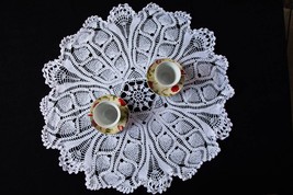 Round White Doily, White Crochet Doily, Rustic Style, Lace Doily, Vintage Style  - £43.07 GBP