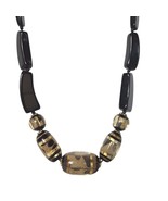 Chico&#39;s Lucite Black Chunky Acrylic Clear Faux Fur Beads Statement Necklace - $25.64