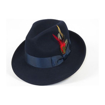 Men's Milani Wool Fedora Hat Soft Crushable Lined FD219 Navy Blue image 2