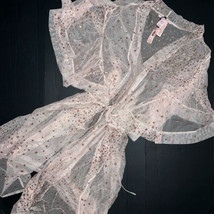 Victoria&#39;s Secret M/L Vestaglia Kimono Abito Beige Oro Ricamato con Glitter - $103.94