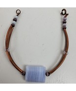 Vintage Copper &amp; Lavender Beaded Bracelet Handmade 7 Inch - $20.57