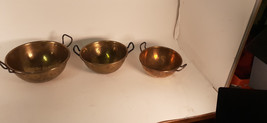 Set of Three Handmade Brass Mixing Bowls, Great Mid Century Decor! - $33.31