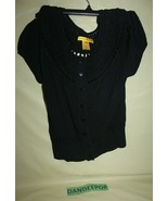 Catherine Malandrino Black Short Sleeve Women&#39;s Sweater Top Size Petite ... - £23.65 GBP