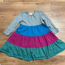 Hanna Andersson Girls Tiered Long Sleeve Dress Size 5/110cm Blue Pink Green - $19.80