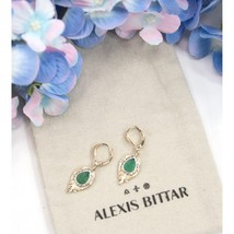 Alexis Bittar Feather Green Chalcedony Crystal Gold Drop Earrings NWT - $133.16