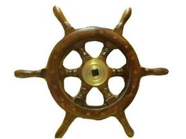 Vintage Ship&#39;s Wooden Steering Wheel, 18&quot; - £86.15 GBP