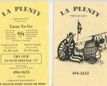La Plenty Mexican Cafe Menu San Antonio Texas 1993 - £14.24 GBP