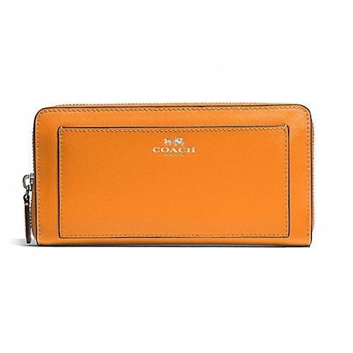 COACH F50427 DARCY LEATHER ACCORDION ZIP WALLET SILVER/TANGERINE NWT $248 - $128.69