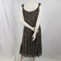 Vintage Coldwater Creek Chiffon Dress Petite 12P Brown Tan Sleeveless Back Zip - £20.03 GBP