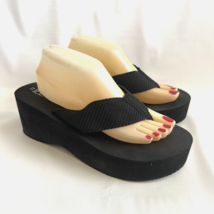 No Boundaries Flip Flops Black Size 8 Women&#39;s Mid-Heel Platform Thong We... - $17.71