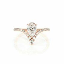 1Ct Pear Cut &amp; Diamond womens Wedding Engagement Pretty Ring 14K White Gold Over - £59.93 GBP