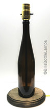 Plain Brown Wine Bottle TABLE LAMP Light w/ Wood Base Bar Lounge Man Cave Decor - £41.39 GBP