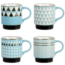 Mr. Coffee Prime Valley 4 Piece 15 Ounce Stackable Coffee Mug Set in Assorted De - $80.99