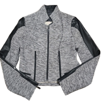 NWT Stella &amp; Jamie Castilla in Dove Metallic Tweed Leather Trim Jacket S $328 - $39.50