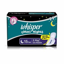 Whisper Maxi Nights Sanitary Pads for Women XL 15 Napkins FREE SHIP - $26.86