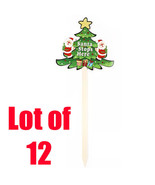 12pc 27&quot; Christmas Holiday Lawn Stake Santa and Tree Wood Garden Decoration - $37.39