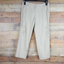 New York &amp; Company Capri Pants Women&#39;s Size 6 Beige Linen Cotton TC13 - £8.95 GBP