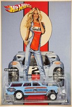 &#39;64 Chevy Nova Gasser Custom Hot Wheels Gulf Racing Series Car w/ Real Riders - £71.68 GBP