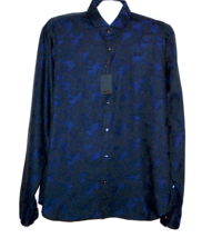 Jared Lang Navy Geometric Men&#39;s Dress  Shirt Long Sleeve Size  3XL - £58.57 GBP