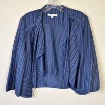 CABI Women&#39;s Jacket Blue cascade Stripe Tie Neck open cropped jacket Med... - $24.99