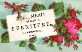 Greenwich Connecticut Mead Furniture Shop Victorian Trade Card Non-Postcard - $10.43