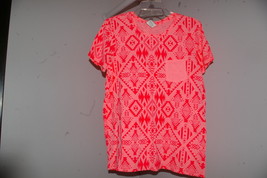 Victoria Secrets PINK Aztec Print Crew T Shirt Neon Pink Size M - $17.00