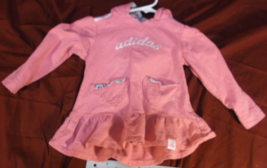 Adidas Toddler Light Pink Heart Flared Adorable Girls Hoodie Sweater Top 3T - £13.36 GBP