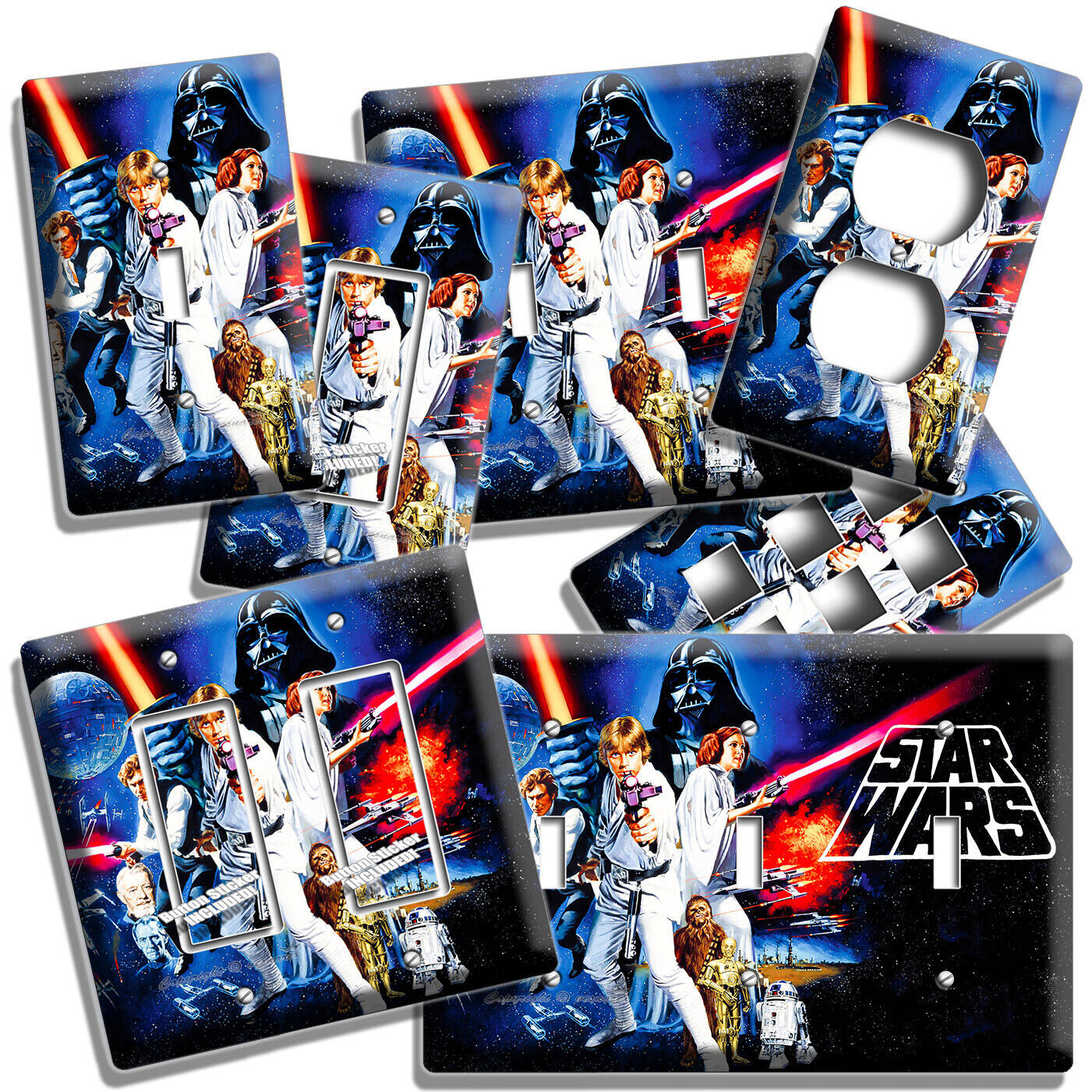 RETRO 1977 FIRST STAR WARS LUKE SKYWALKER LIGHT SWITCH OUTLET WALL PLATES DECOR